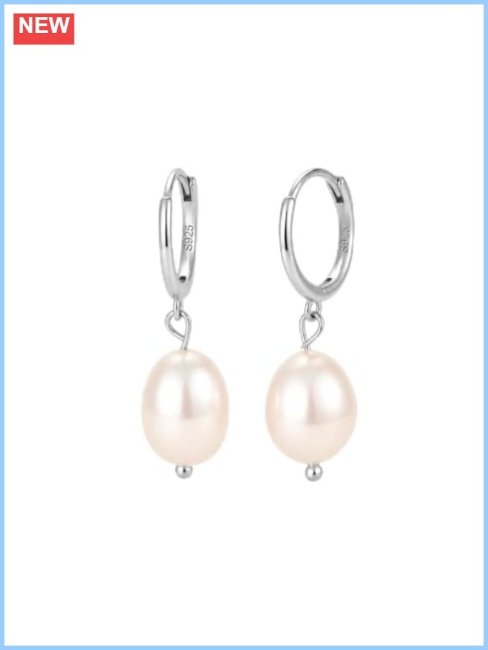 925 Sterling Silver Baroque Pearl Huggie Hoop Earrings Lightweight Gift